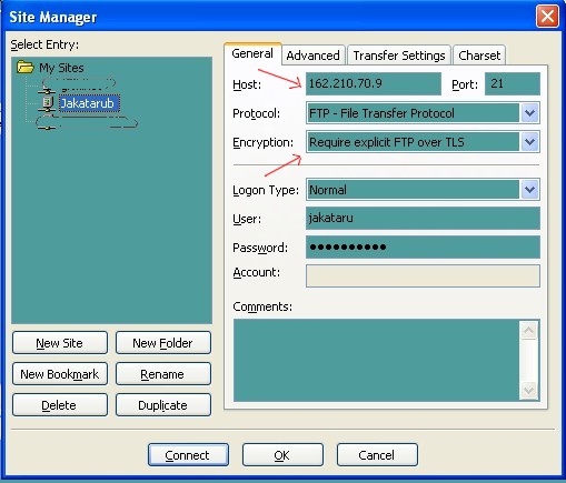 Contoh Setting FTP Client